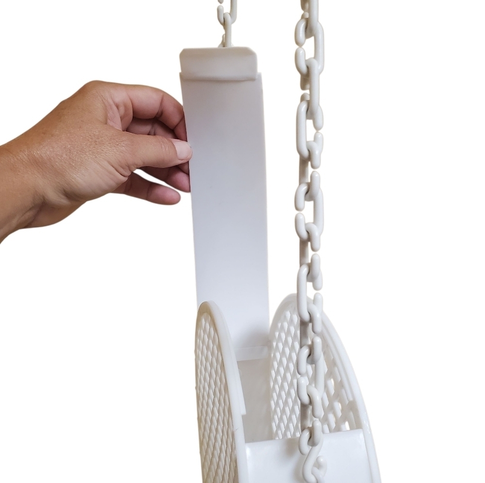 MCM White Circular Crossbody Bag. Plastic Grid w/ Unique Opening. - Picture 9 of 10